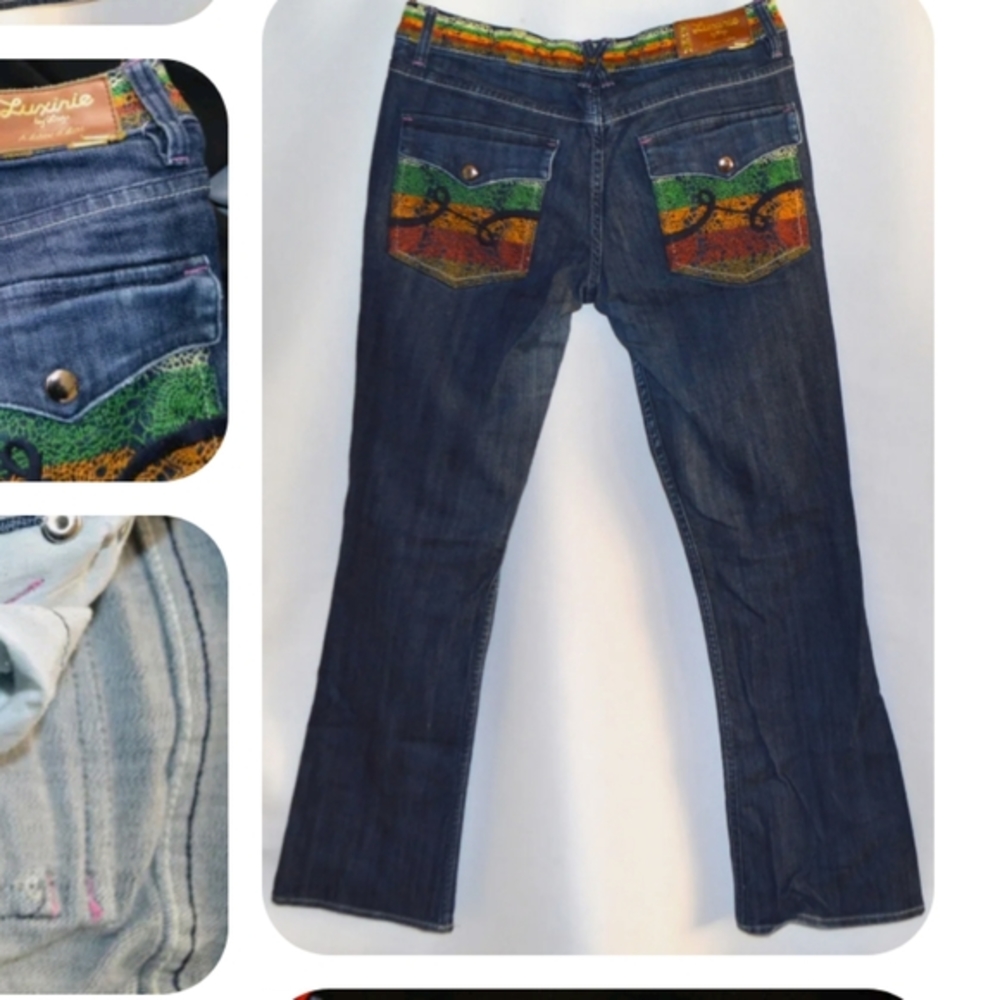 Luxirie by LRG Boot-Cut Embroidered Women's Jeans Wide Leg Waist 32 Inseam 32